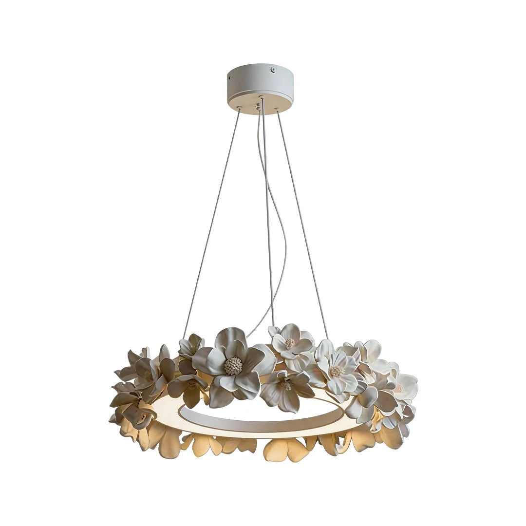 White Dining Room Chandelier French Floral Plaster Ceiling Light