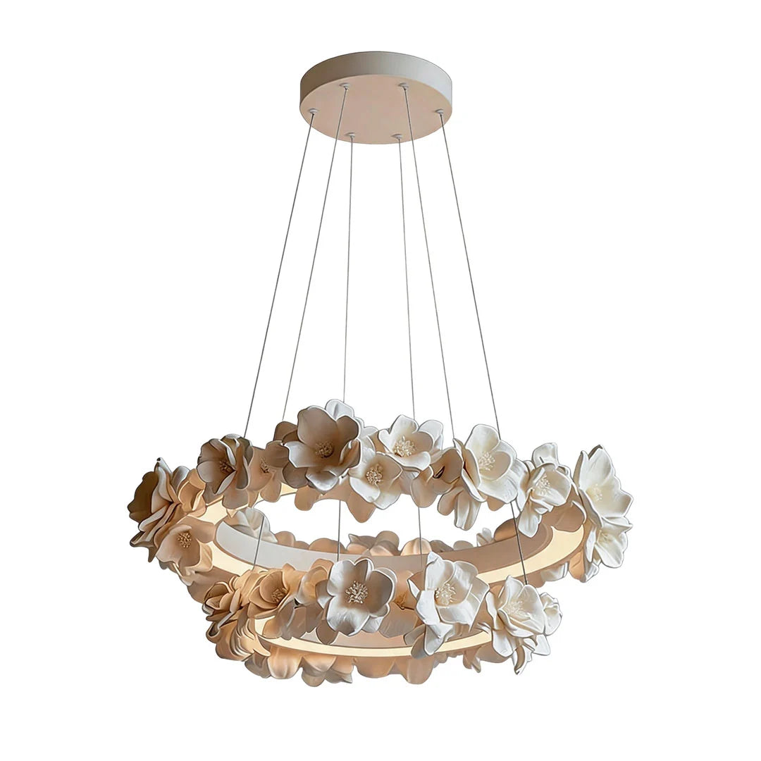 White Dining Room Chandelier French Floral Plaster Ceiling Light