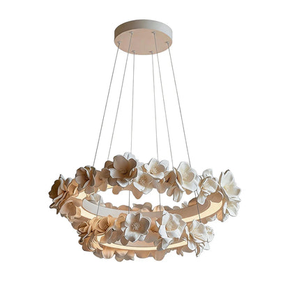 White Dining Room Chandelier French Floral Plaster Ceiling Light