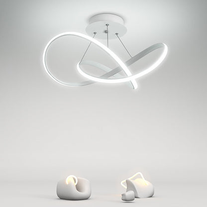 White Flush Mount Ceiling Light Cord Ribbon Adjustable Dimmable Light