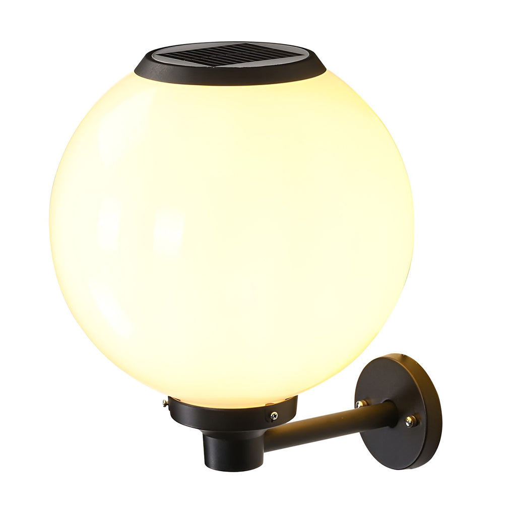 White Outdoor Globe Wall Sconce LED Modern Solar Light