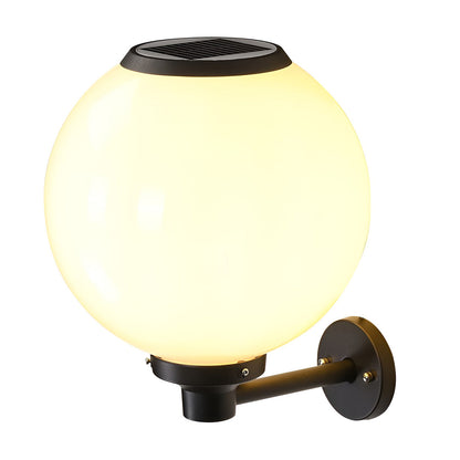 White Outdoor Globe Wall Sconce LED Modern Solar Light