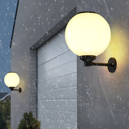 White Outdoor Globe Wall Sconce LED Modern Solar Light
