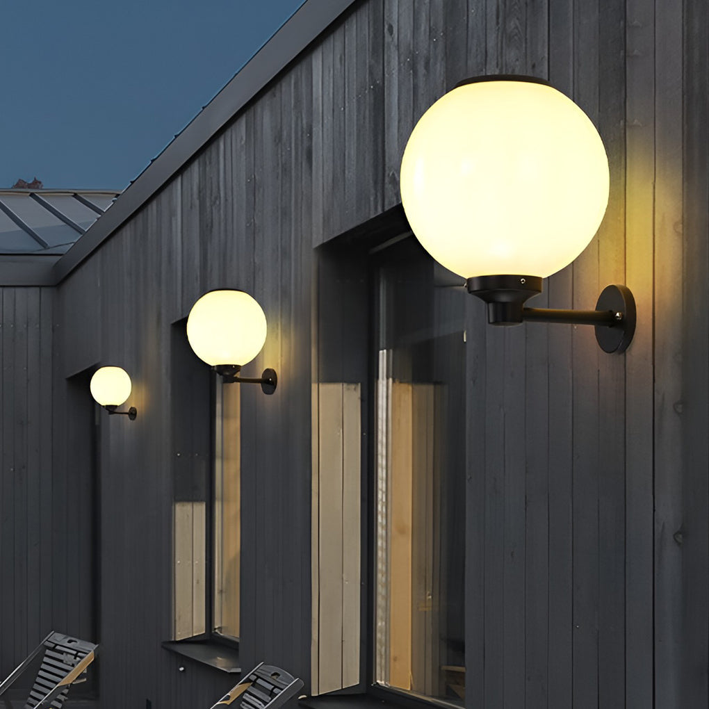 White Outdoor Globe Wall Sconce LED Modern Solar Light
