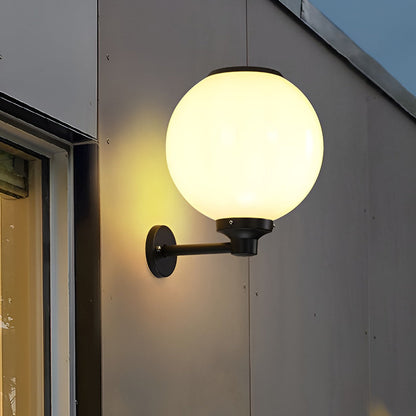 White Outdoor Globe Wall Sconce LED Modern Solar Light