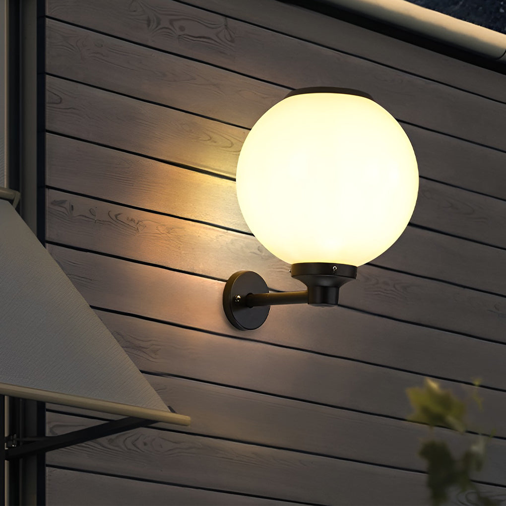 White Outdoor Globe Wall Sconce LED Modern Solar Light