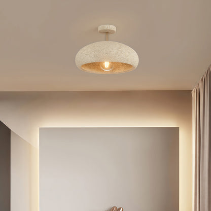 White Semi Flush Ceiling Lights Wabi-Sabi Ambient Ceiling Lamp