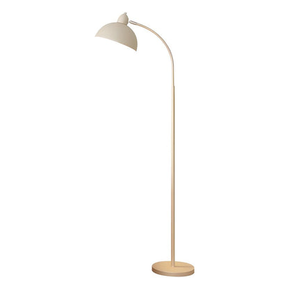 White Task Chrome Arc Floor Lamp with Dome Shade
