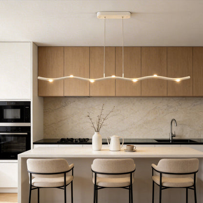White Wave Pendant Light Modern Long Branch LED Ceiling Light