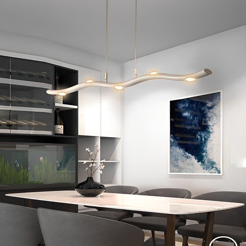 White Wave Pendant Light Modern Long Branch LED Ceiling Light