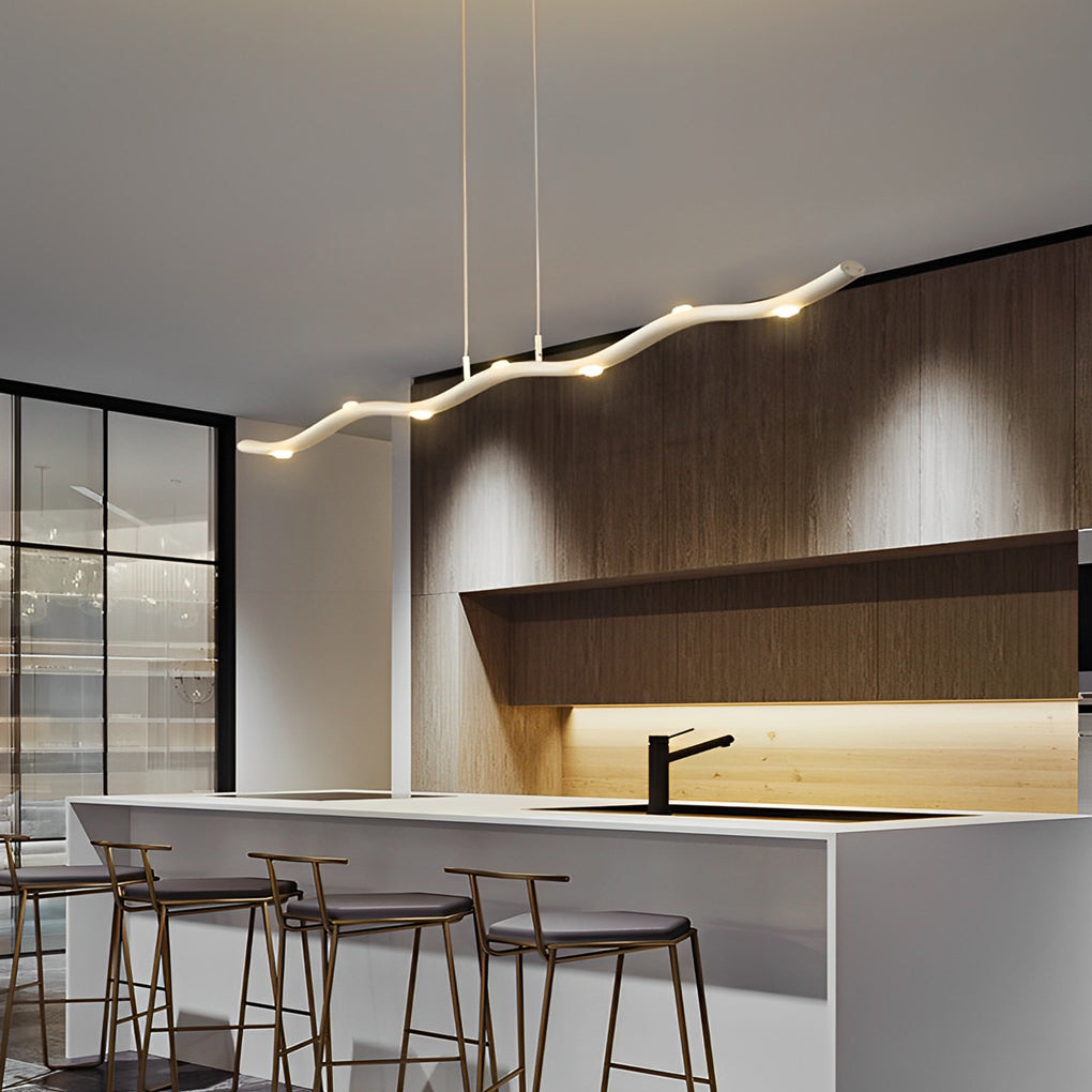 White Wave Pendant Light Modern Long Branch LED Ceiling Light
