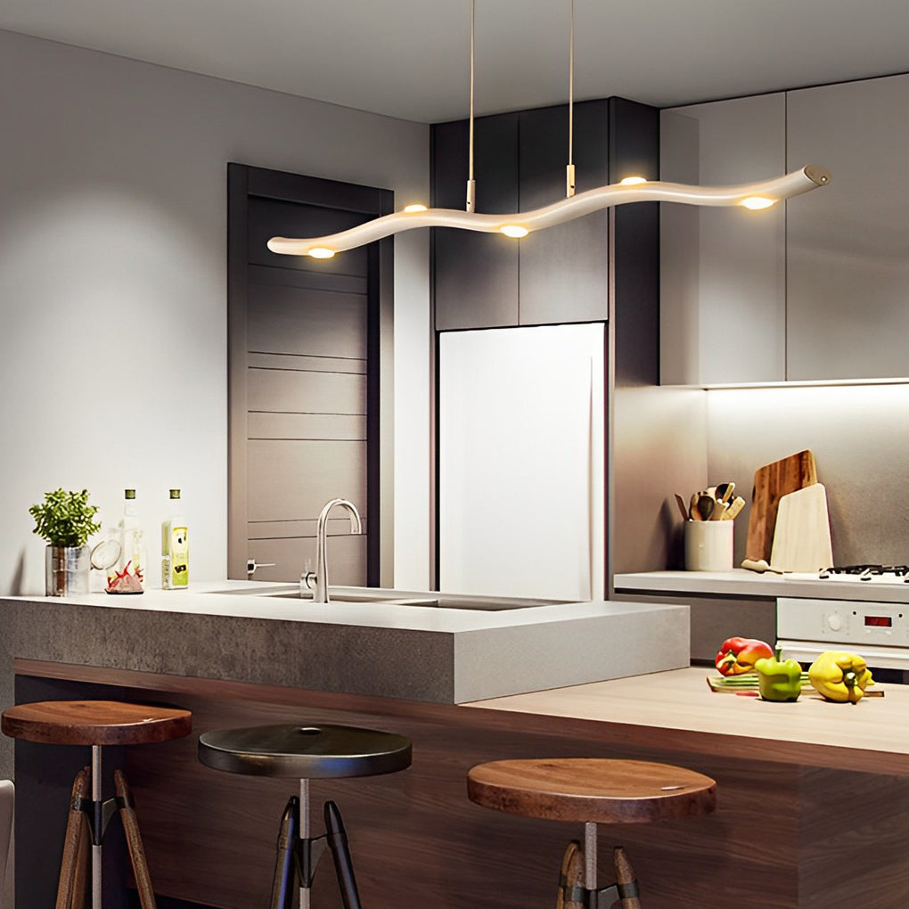 White Wave Pendant Light Modern Long Branch LED Ceiling Light