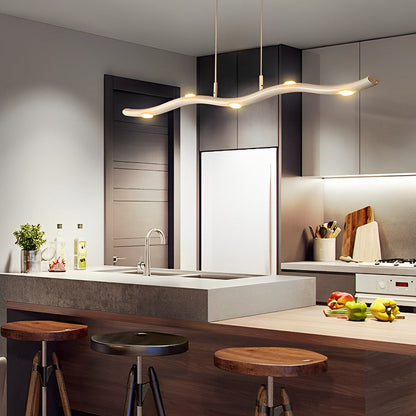 White Wave Pendant Light Modern Long Branch LED Ceiling Light