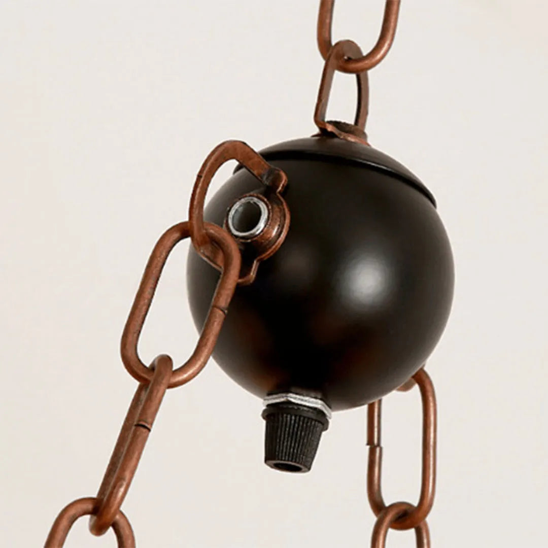 Wood and Metal Chandelier Industrial Rustic Ceiling Light
