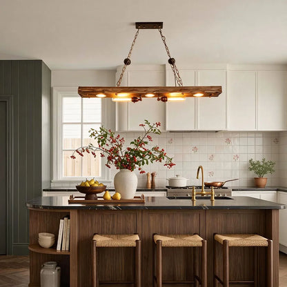 Wood and Metal Chandelier Industrial Rustic Ceiling Light