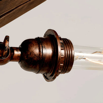 Wood and Metal Chandelier Industrial Rustic Ceiling Light