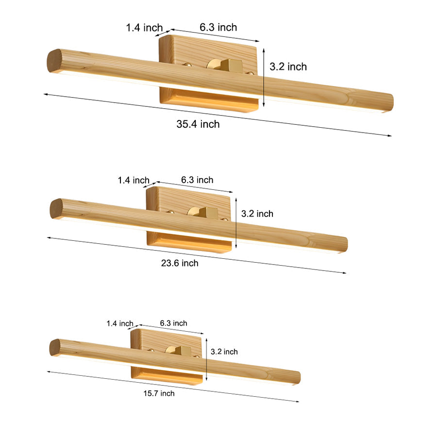 Wood Bathroom Vanity Light Japanese Rotatable LED Light