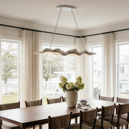 Wood Pendant Light Chandelier Wave Elegant Japanese LED Light