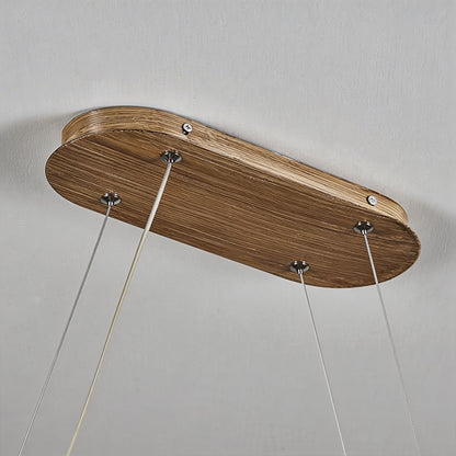 Wood Pendant Light Chandelier Wave Elegant Japanese LED Light