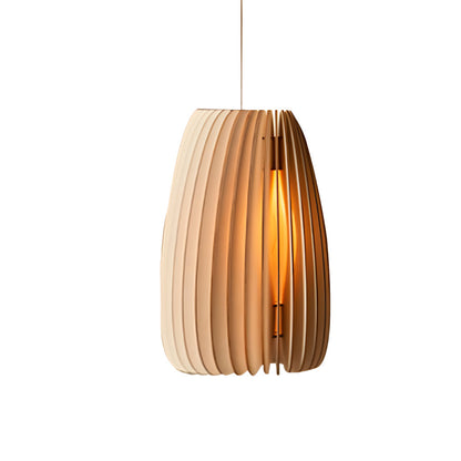 Wood Slat Pendant Light Rustic Handmade LED Ceiling Light