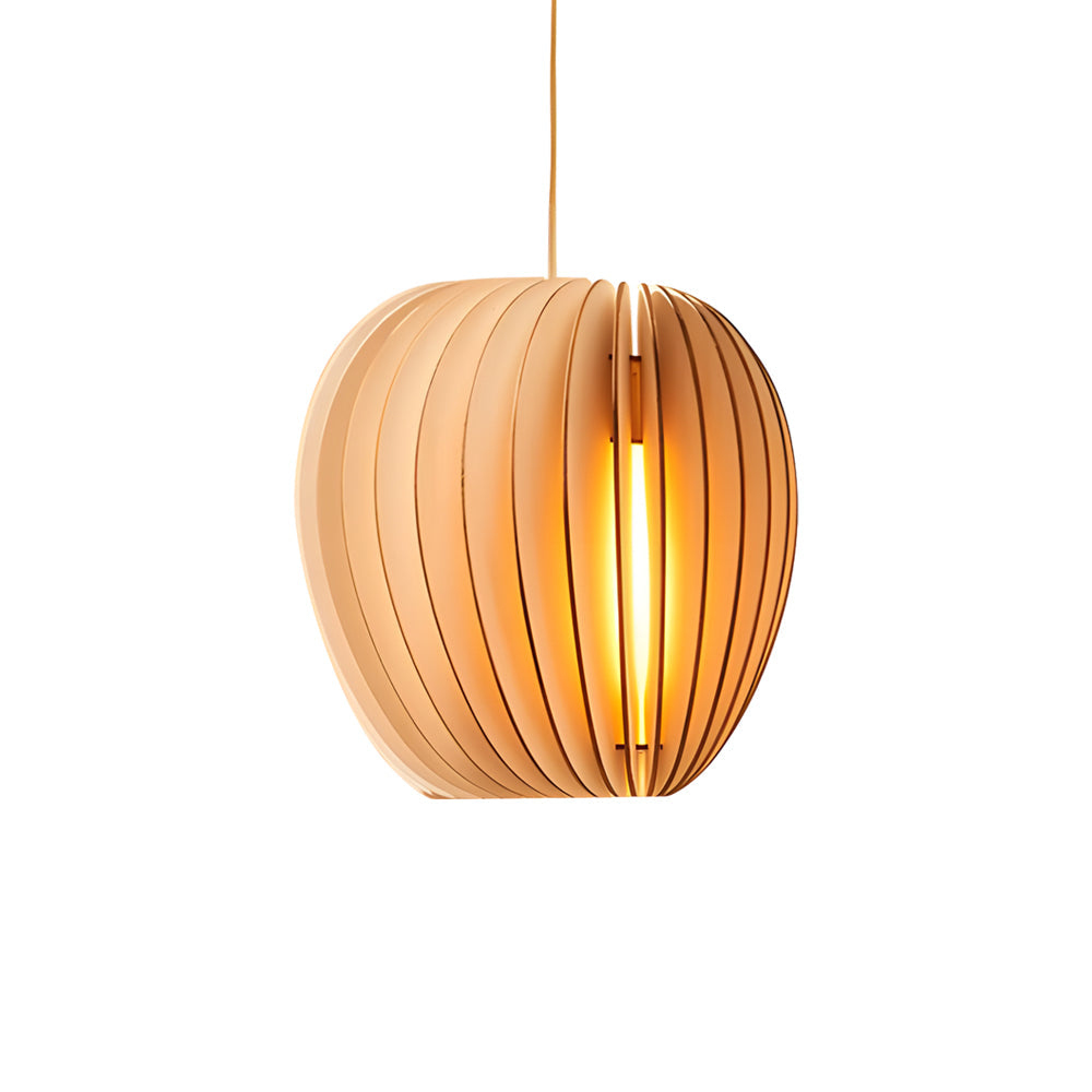 Wood Slat Pendant Light Rustic Handmade LED Ceiling Light