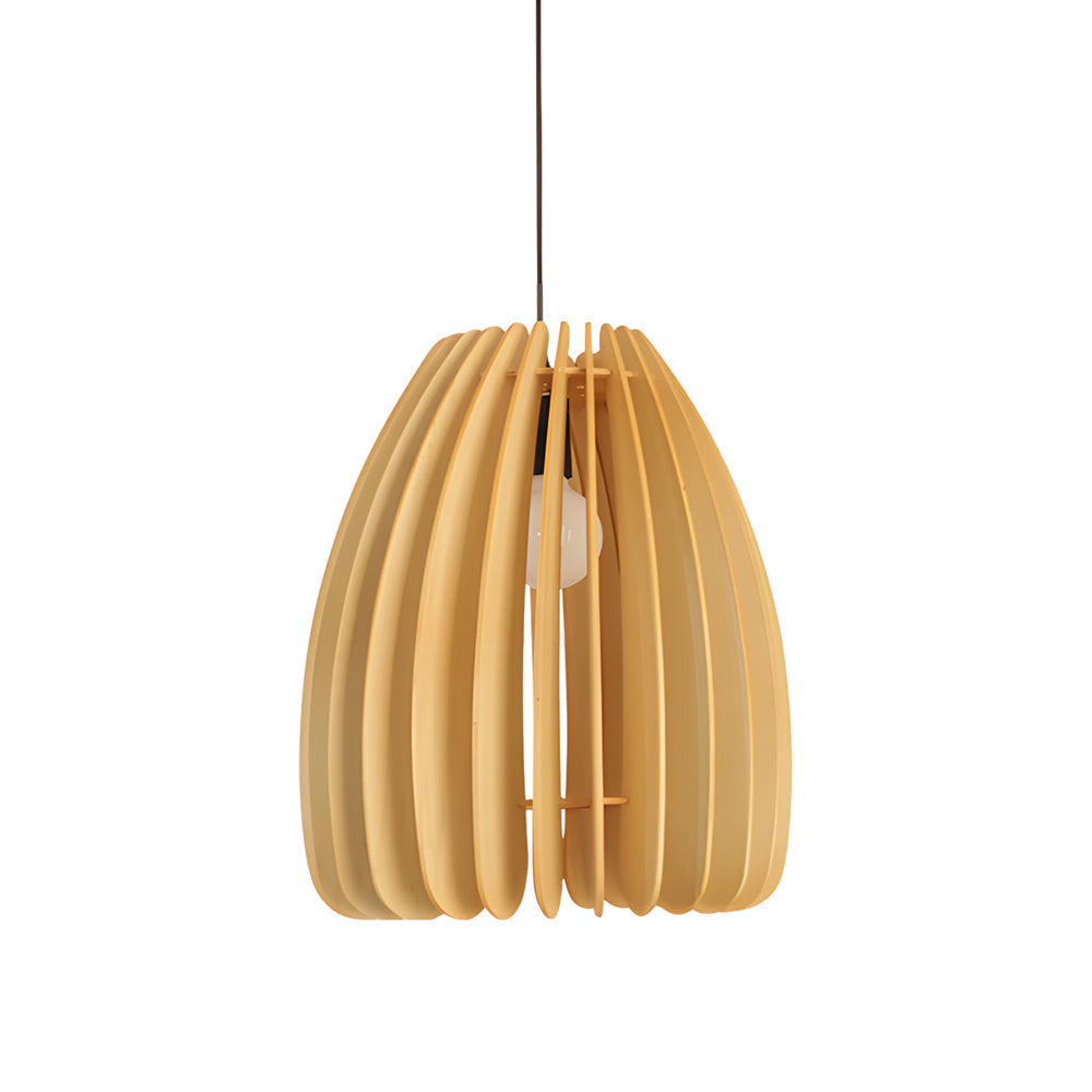 Wood Slat Pendant Light Rustic Handmade LED Ceiling Light