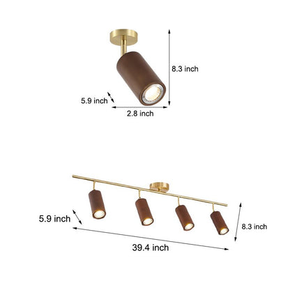 Wooden Adjustable Linear Track Ceiling Light LED Rotating Long Spotlights