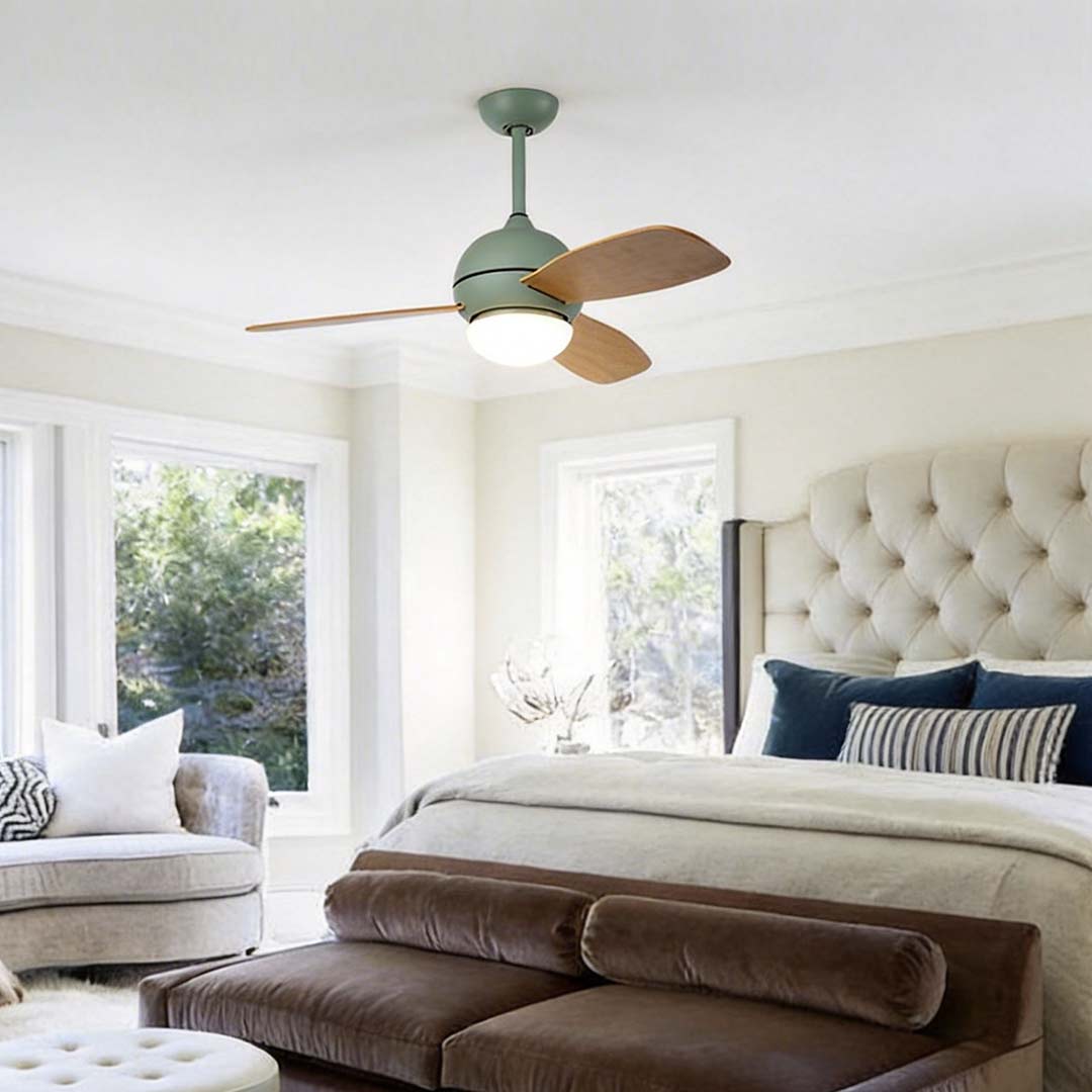 Wooden Blade Ceiling Fan with Light LED Atmosphere Light