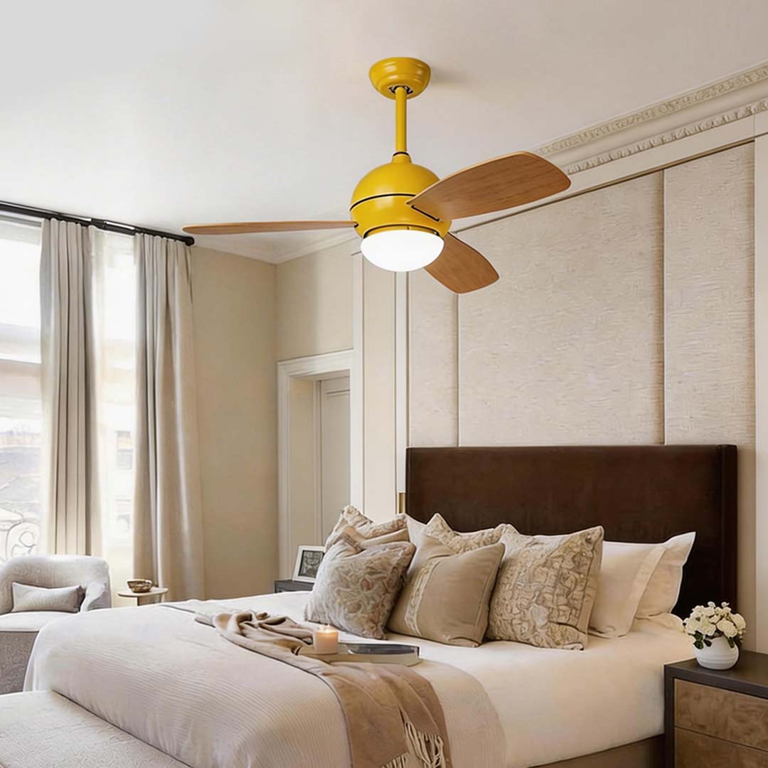 Wooden Blade Ceiling Fan with Light LED Atmosphere Light