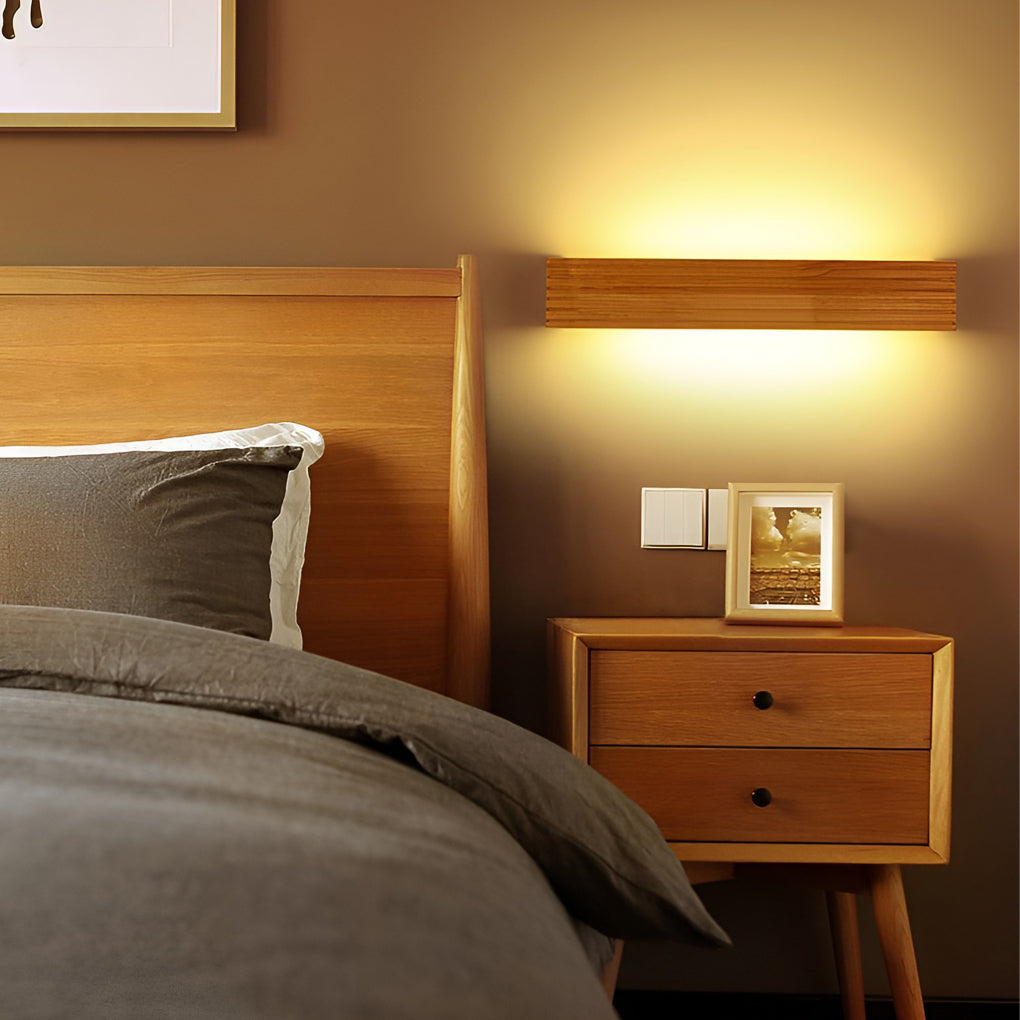 Wooden Wall Lamp Rectangular Waterproof LED Nordic Style Light