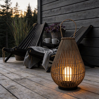 Woven Bamboo Lantern Portable Waterproof Modern Outdoor Light