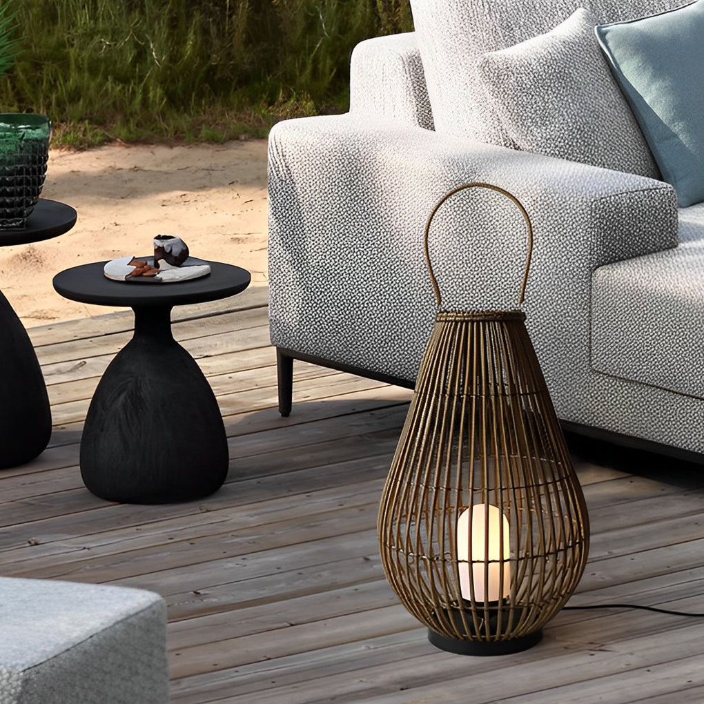 Woven Bamboo Lantern Portable Waterproof Modern Outdoor Light