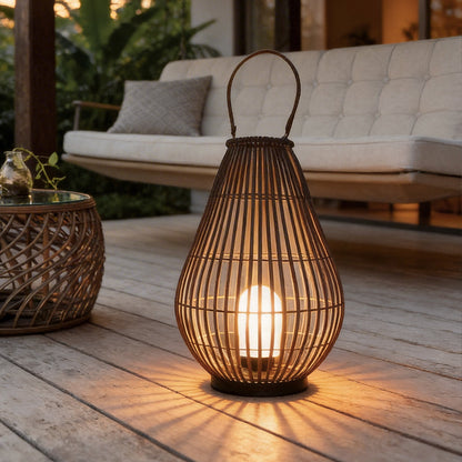 Woven Bamboo Lantern Portable Waterproof Modern Outdoor Light