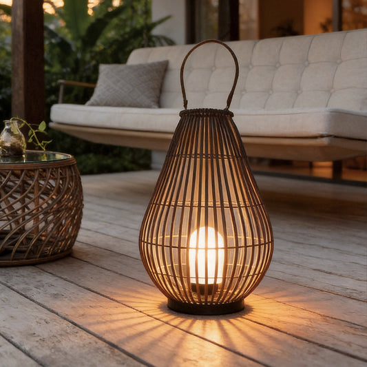 Woven Bamboo Lantern Portable Waterproof Modern Outdoor Light