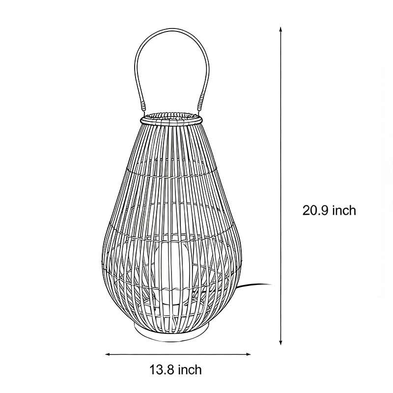 Woven Bamboo Lantern Portable Waterproof Modern Outdoor Light
