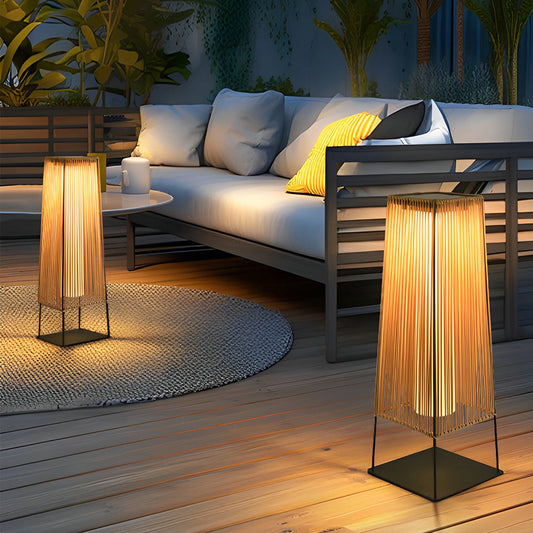 Woven Floor Lamp Rustic Rubber LED Outdoor Ground Light