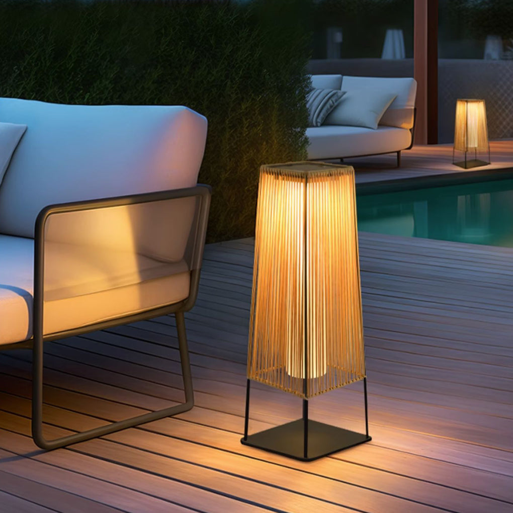 Woven Floor Lamp Rustic Rubber LED Outdoor Ground Light
