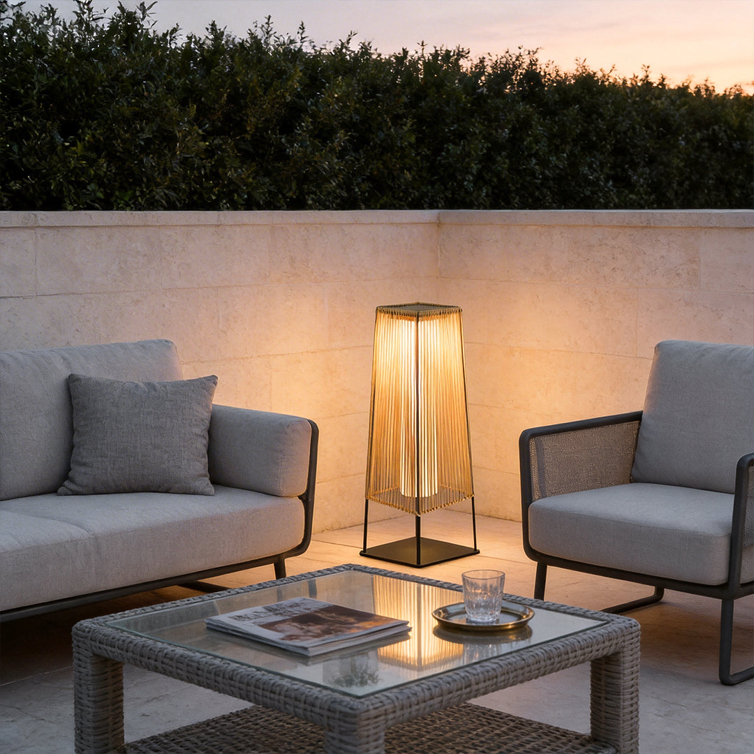 Woven Floor Lamp Rustic Rubber LED Outdoor Ground Light