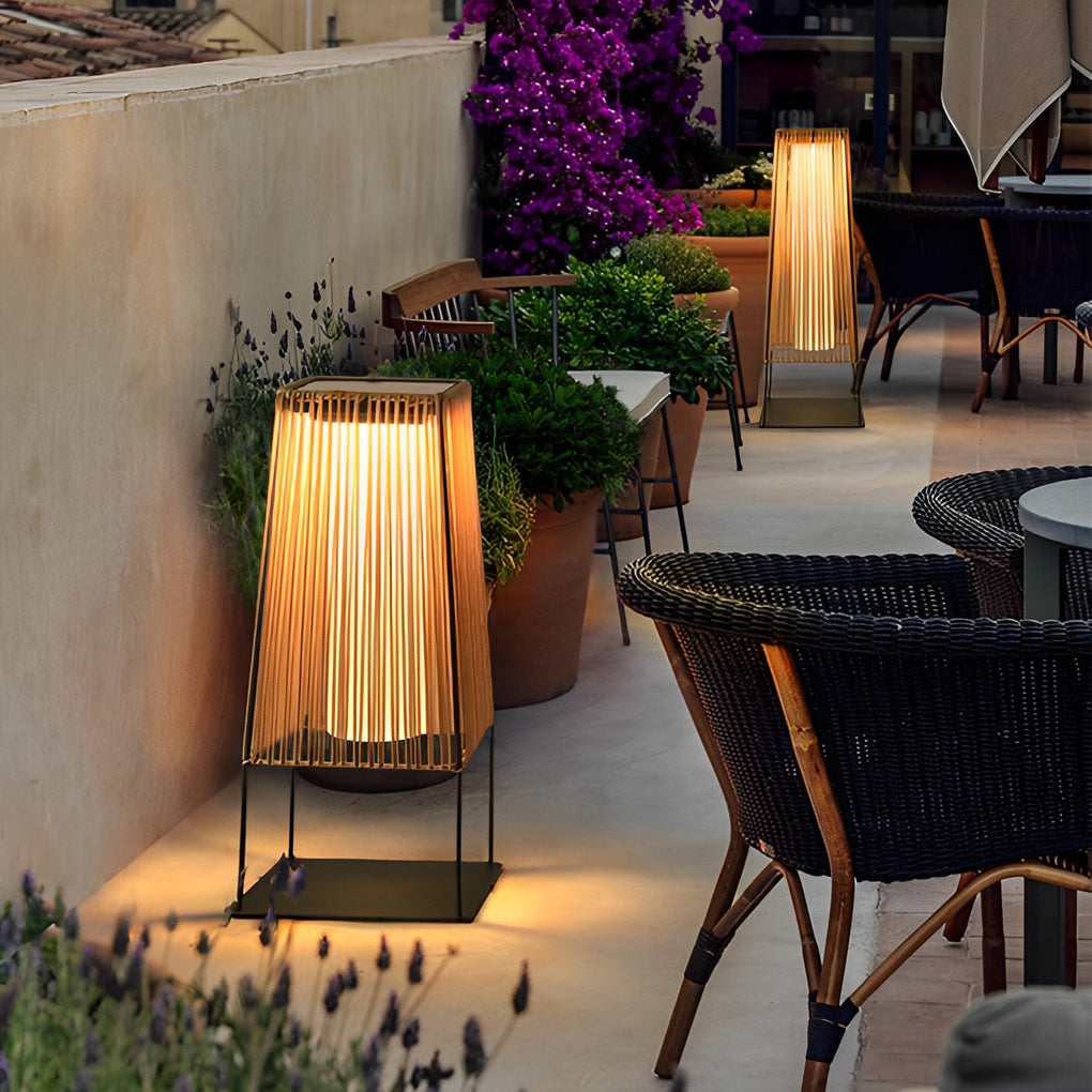 Woven Floor Lamp Rustic Rubber LED Outdoor Ground Light