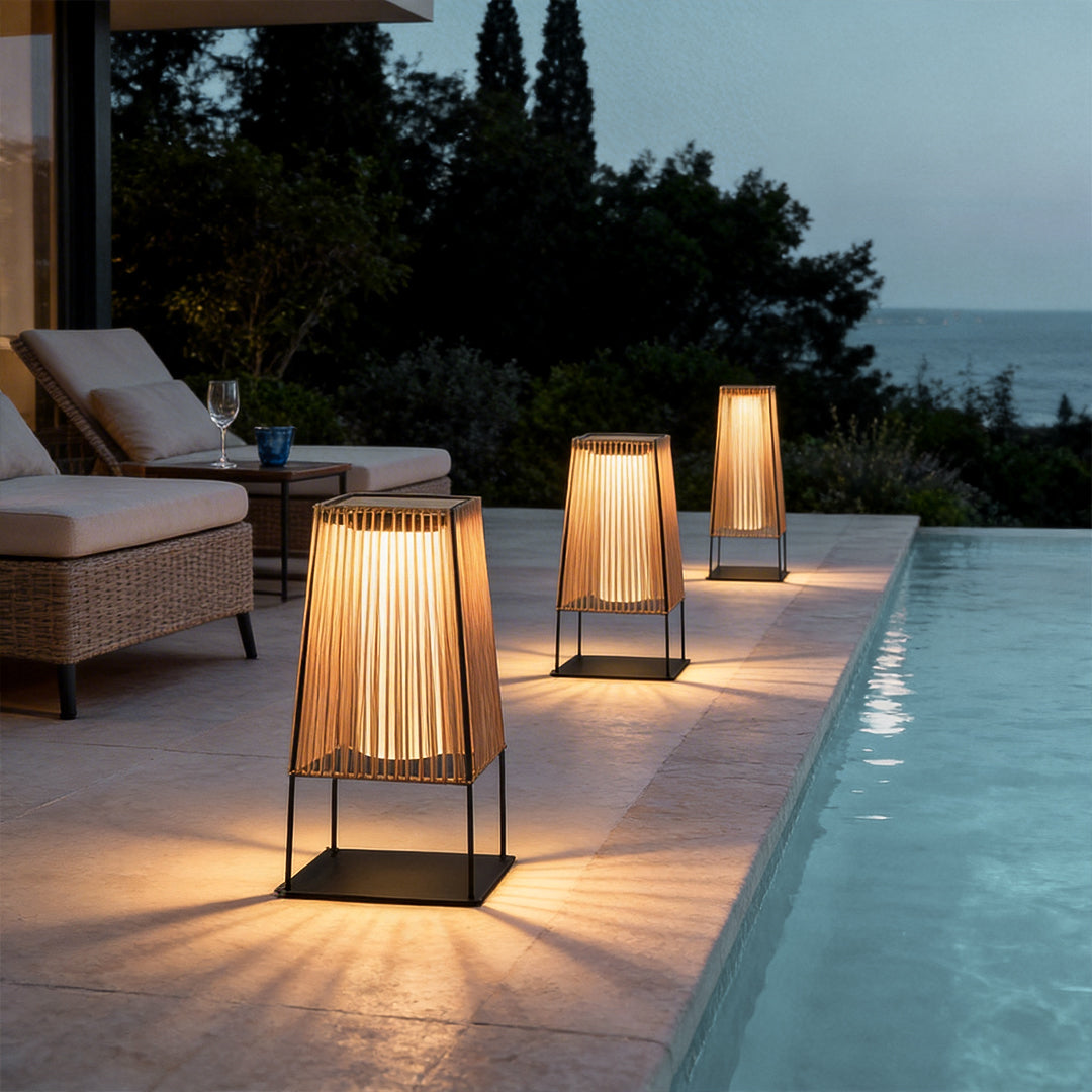 Woven Floor Lamp Rustic Rubber LED Outdoor Ground Light