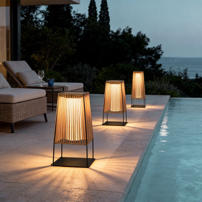 Woven Floor Lamp Rustic Rubber LED Outdoor Ground Light