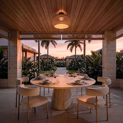Woven Flush Mount Light Rattan Outdoor Waterproof Ceiling Light