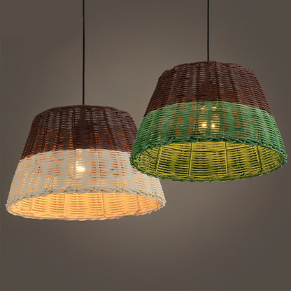 Woven Pendant Lamp American Vintage Rattan Ceiling Light
