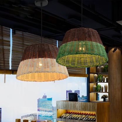 Woven Pendant Lamp American Vintage Rattan Ceiling Light