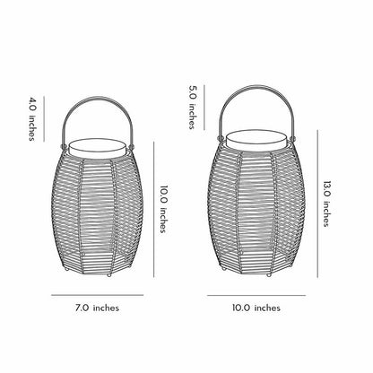 Woven Rattan Lanterns Portable LED Waterproof Solar Outdoor Light