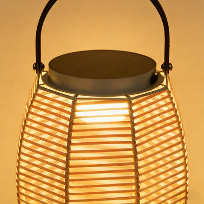 Woven Rattan Lanterns Portable LED Waterproof Solar Outdoor Light