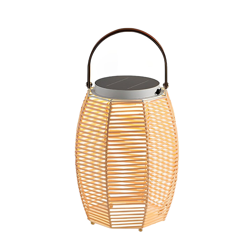 Woven Rattan Lanterns Portable LED Waterproof Solar Outdoor Light