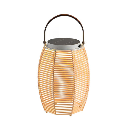 Woven Rattan Lanterns Portable LED Waterproof Solar Outdoor Light