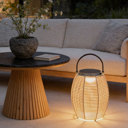 Woven Rattan Lanterns Portable LED Waterproof Solar Outdoor Light