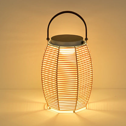 Woven Rattan Lanterns Portable LED Waterproof Solar Outdoor Light
